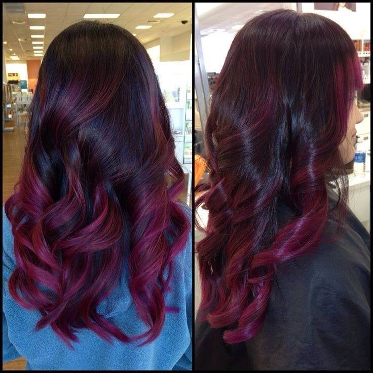 black hair with purple and red tips